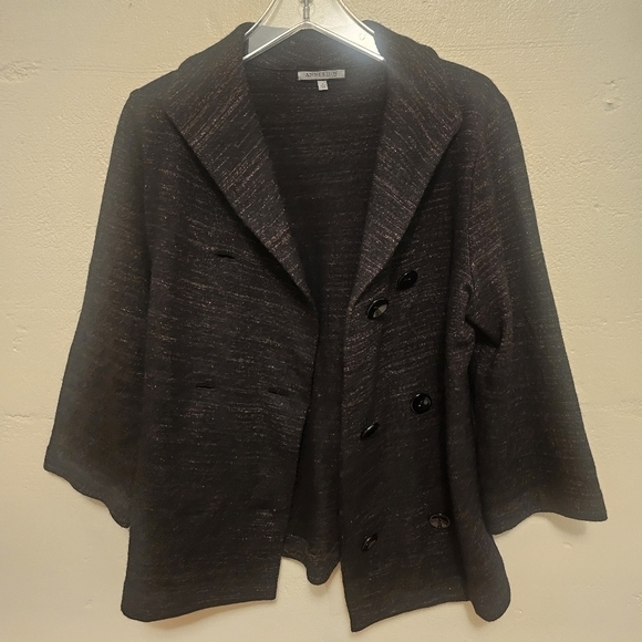 Anne Klein Wool Metalic Thread Blazer - Picture 3 of 9